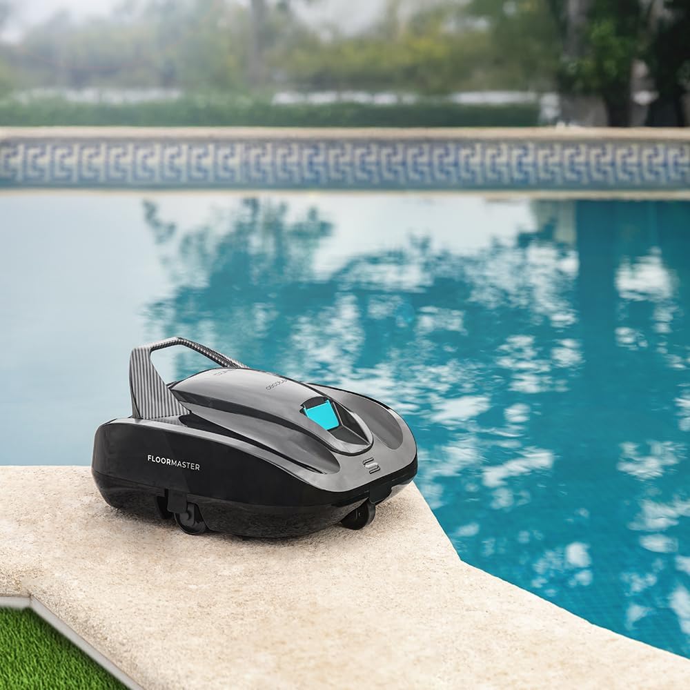 Cecotec Poolreinigungsroboter kabellos Conga Pooldroid 2000 FloorMaster. 100 Min. Akkulaufzeit, Pool ohne Neigung, bis zu 80m², max. Tiefe 2,5m, 2,5L Fassungsvermögen, Hocheffizienzfilter