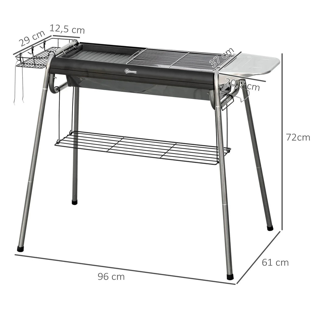 Outsunny Holzkohlegrill Edelstahl Metall 96x61x72 cm Schwarz