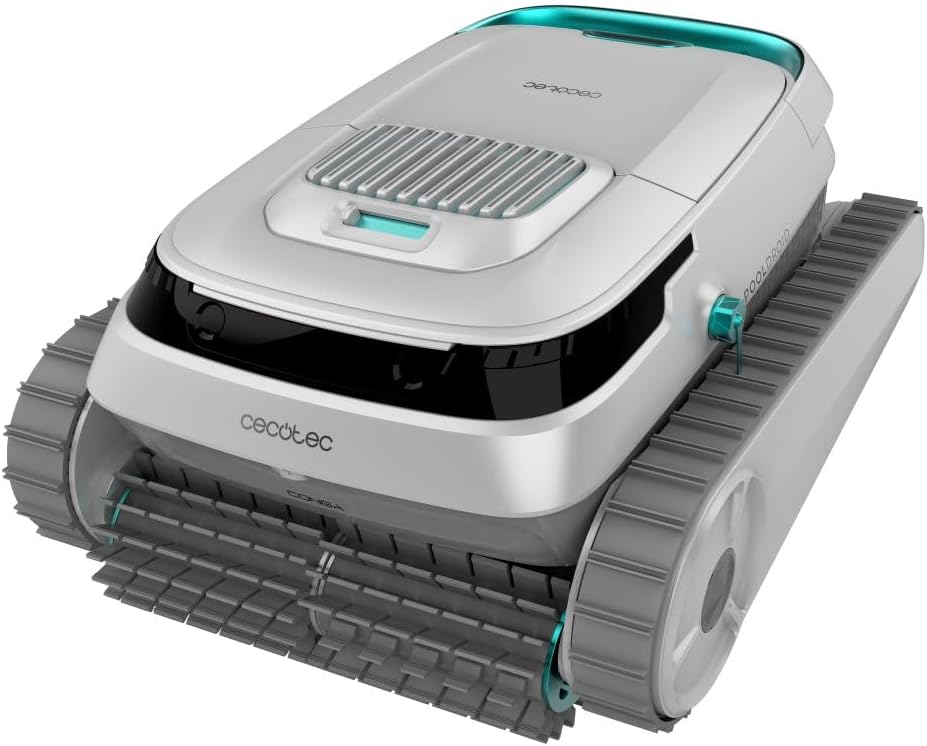 Cecotec Poolroboter für Boden, Wände und Wasserlinie Conga Pooldroid 5000 TotalClean Pearl. 100m2 Oberfläche, 90º Max. Neigung, Geordnete Reinigung, 100min Akkulaufzeit, 4L Kapazität