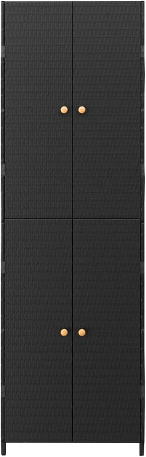 Armario de almacenaje de jardín ratán PE Negro arcones para Jardin Exterior 59x40x180 cm