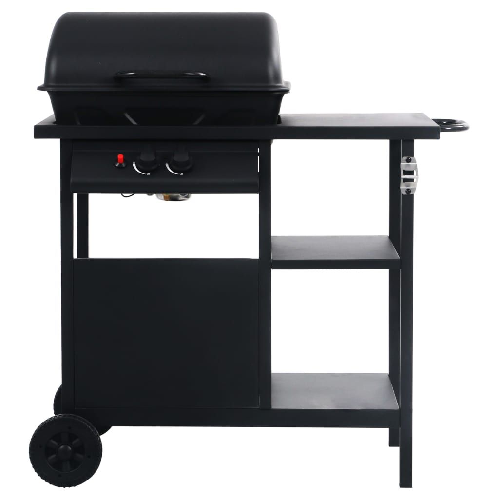 Barbacoa Portátil De Gas Con Mesita De 3 Estantes Negro Vidaxl