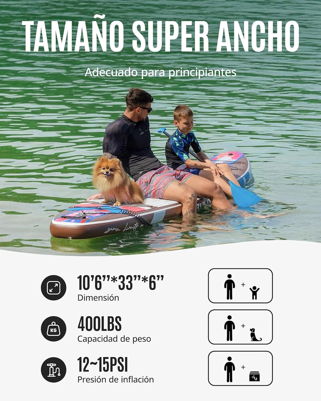 ZLX Tabla de Surf de Remo con Asiento de 320 cm, Inflable, para Adultos, Apta para Principiantes, Amplia y Estable, Antideslizante