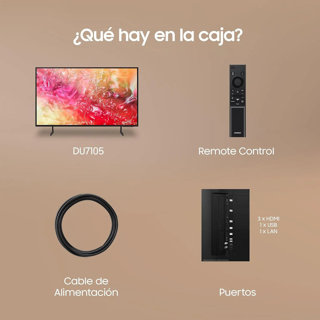 TV Crystal UHD 2024 50DU7105 Smart TV de 50" Crystal UHD con Colores Puros con PurColor, el Mejor Smart TV, Todos los Altavoces a la Vez con Q-Symphony y controla tu casa con SmartThings