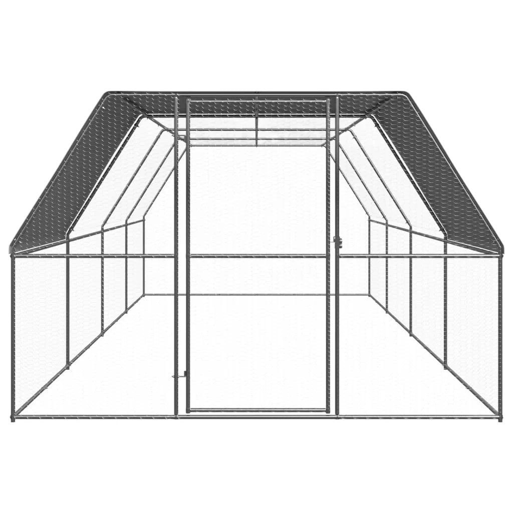 2025 Jaula para gallinas de acero 3 x 8 x 2 m – Recinto exterior seguro para aves de corral y pequeños animales