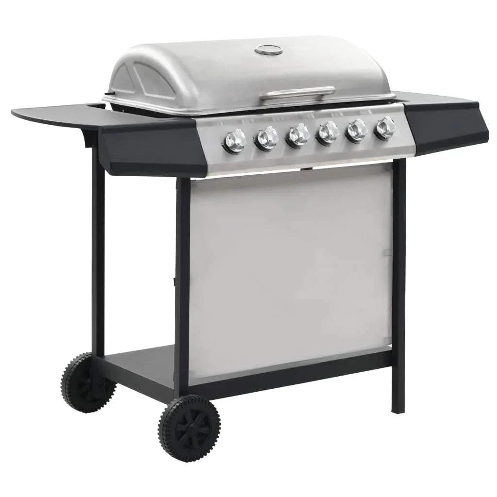 Gas-Grillwagen mit 6 Brennern Silber Edelstahl Vidaxl
