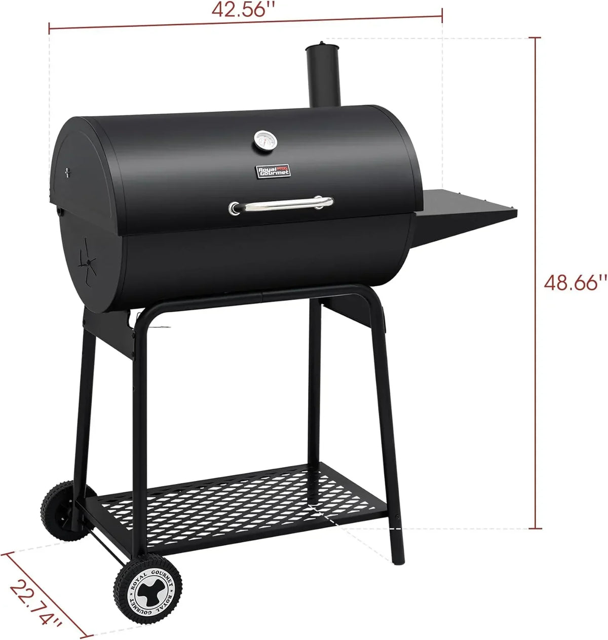 2026 Parrilla de carbón Royal Gourmet CC1830 de 30 pulgadas con mesa lateral, barbacoa exterior con 627 pulgadas cuadradas de espacio de cocción para jardín, terraza y fiestas, color negro