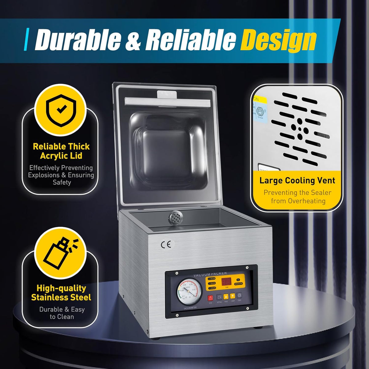 DZ-260S - Envasadora al vacío profesional de 5 litros para líquidos, máquina de vacío para sellado al vacío para sellado de alimentos, ideal para restaurantes