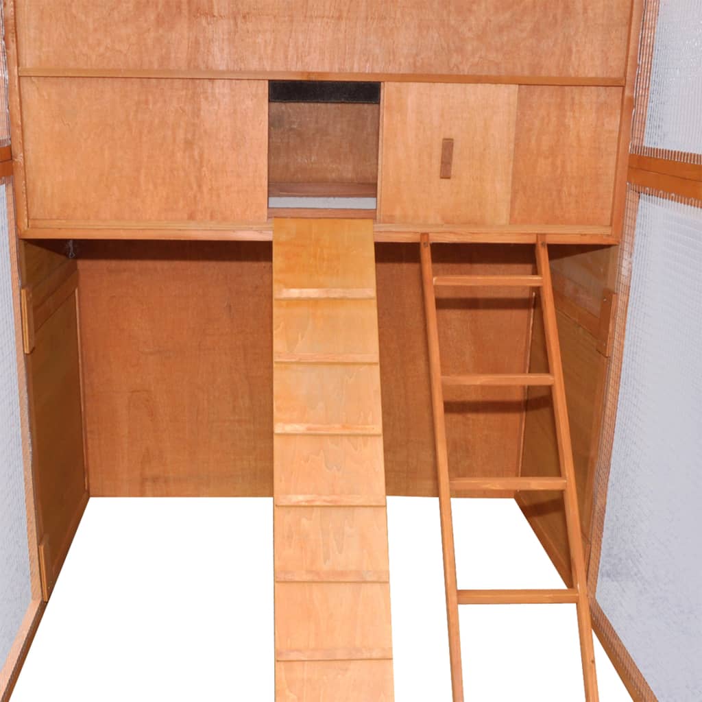 2026 Kiefern-Hühnerstall 295 x 163 x 170 cm mit Legenest und Freilaufbereich – Braun
