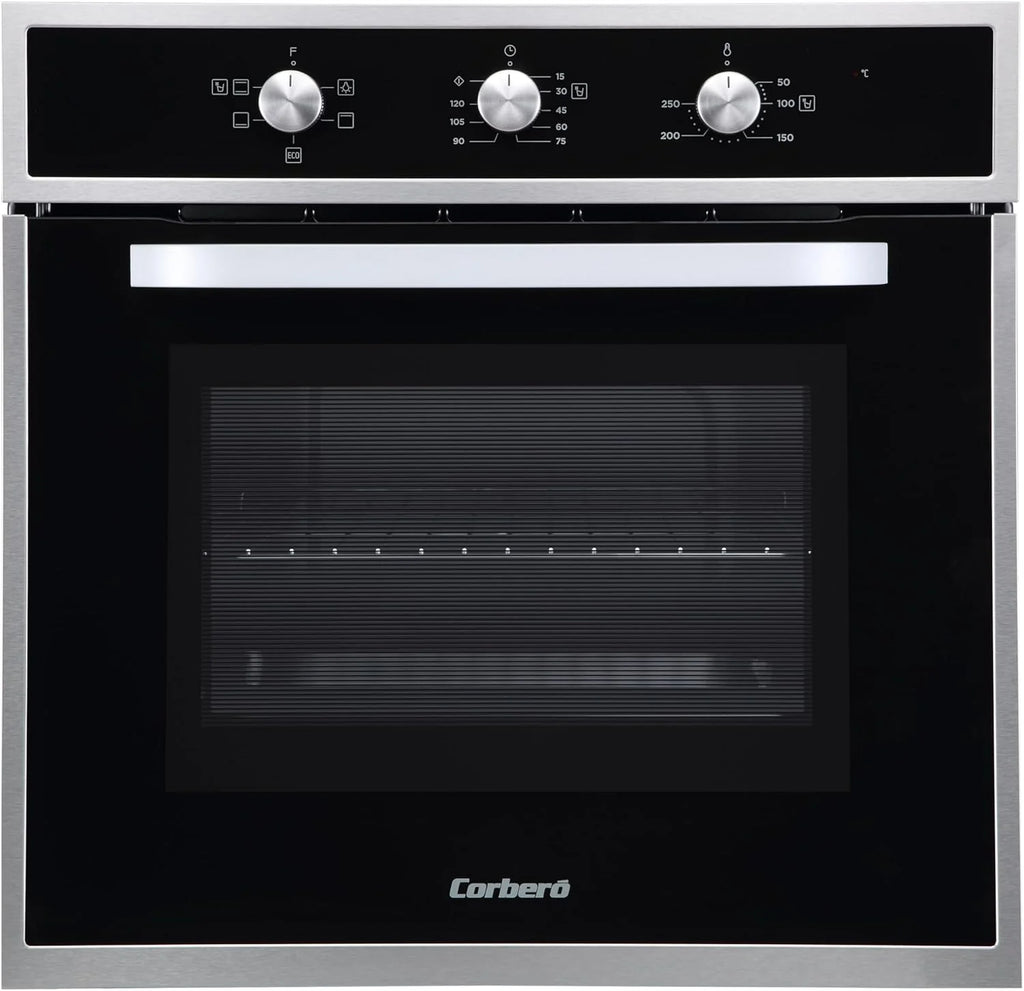 Corberó - Horno convección 70L | CCHM603X | 60x60x58 cm |Convencional con 4 Programas | Luz Interior | Limpieza Hidrólisis | Puerta Doble Cristal | 2100W | Negro perfil Inox